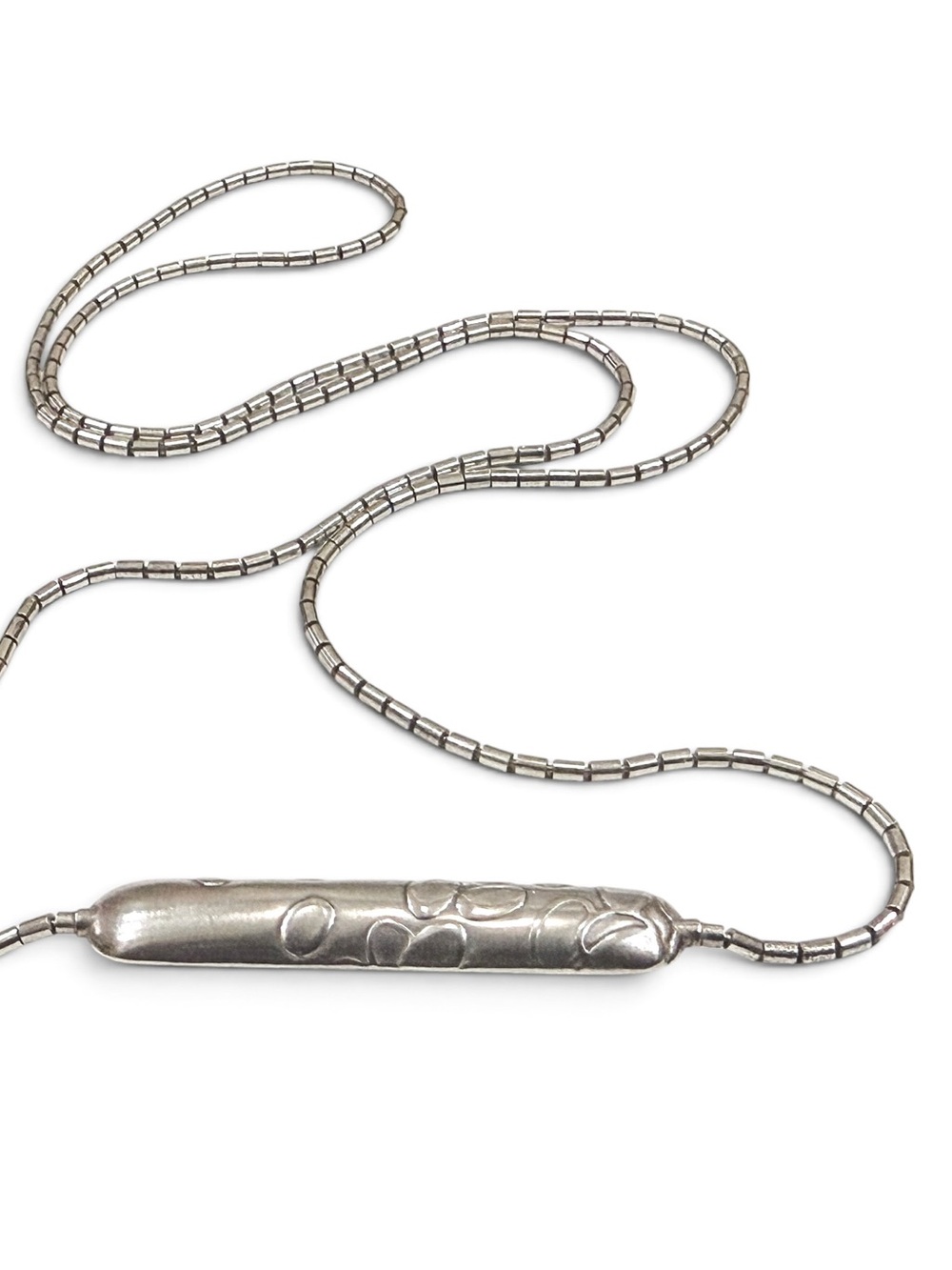 Jan Yager Unique Sterling Modernist Pillow Style Necklace, Signed 1988
